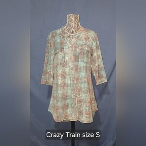 Crazy Train Pastel Plaid Button Down Shirt